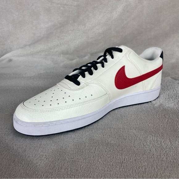 Nike Court Vision Low Sail Men's Sneakers Shoes Size 13 White Red Leather - Picture 4 of 11
